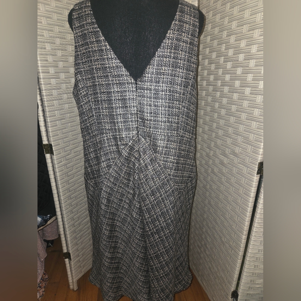 Isabel Toledo For Lane Bryant Black and Gray Tweed Sleeveless Midi Dress Size 20 - Picture 2 of 7